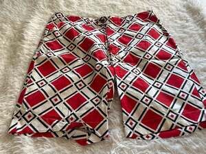 Loudmouth Mens Size 36 Red Danger Diamond Print Cotton Golf Shorts